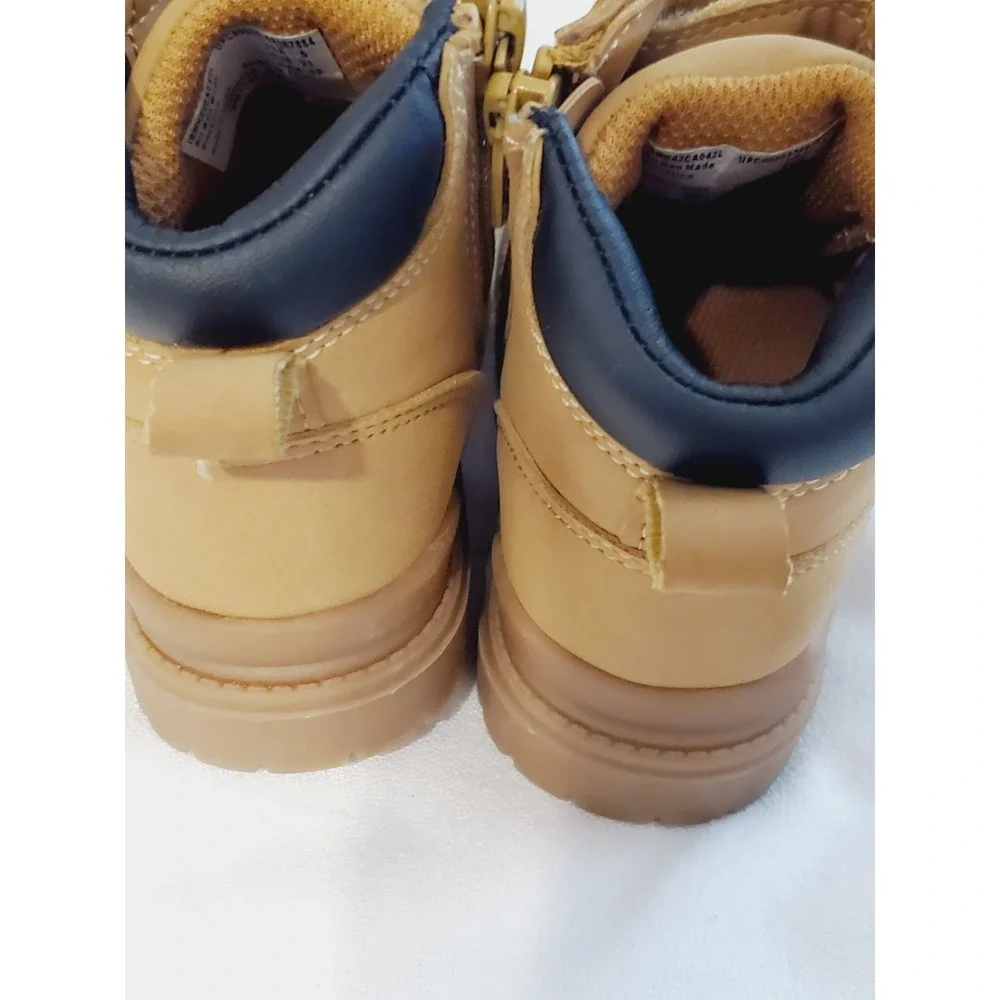 Wonder Nation Child Size 5 Hightop Boots Brown Toddler Workbook Style Hook &Loop